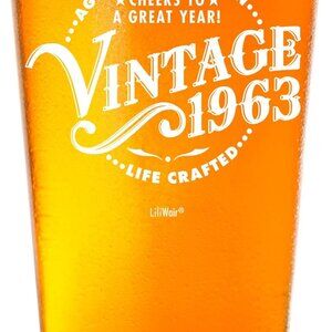 1963 61st Birthday Gifts Beer Glass for Men Women | Birthday Gift Man Woman Turn